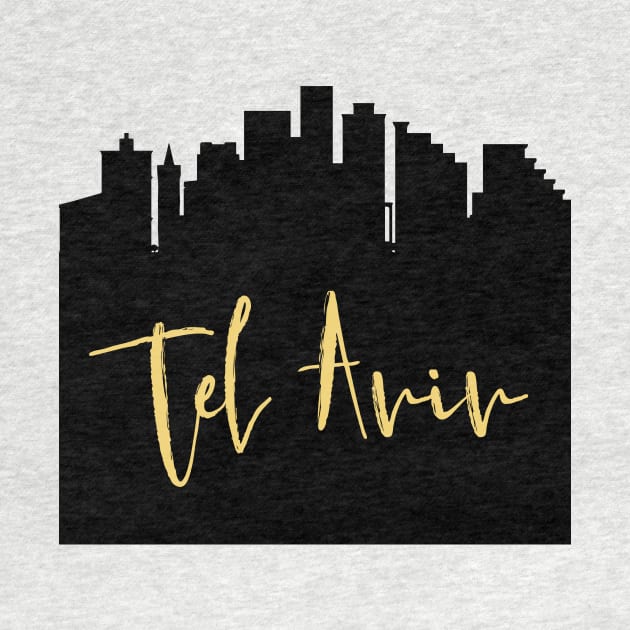 TEL AVIV ISRAEL DESIGNER SILHOUETTE SKYLINE ART by deificusArt